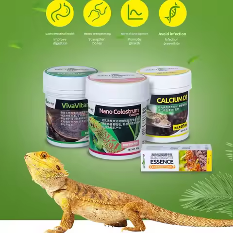 Reptizoo Reptile Calcium Powder&D3-Essential Vitamin Supplement for Tortoises,Bearded Dragons&Leopar