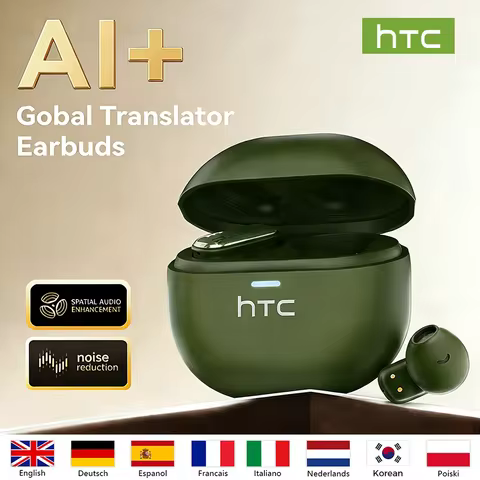 HTC Bluetooth Earphones TWS Mini EarBuds Sports Wireless Headphones Noise Reduction AI Translator Ea