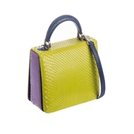 [SUVIMOL] Mini Square F - Limited Tricolor Glossy Lime PYTHON กระเป๋าถือทรงเหลี่ยมหนังงู 3 สี (เขียว