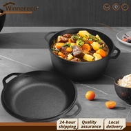 [Winnereco Flagship Mall]เตาอบดัตช์เหล็กหล่อ 2 ใน 1 พร้อมฝา Skillet หม้อเตาอบดัตช์พร้อมที่จับคู่ Ski