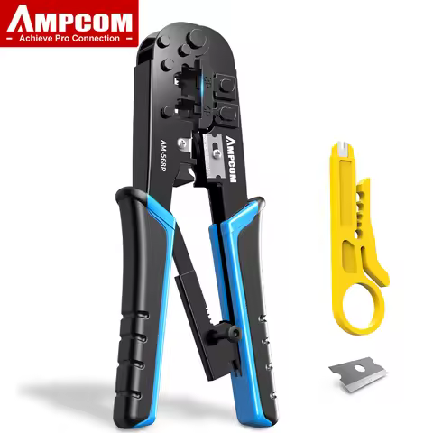 AMPCOM rj45 crimper RJ11 RJ45 Crimping Tool Ethernet Network LAN Cable Crimper Cutter Stripper Plier