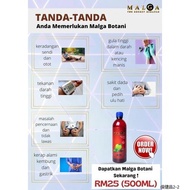 detox 100 ORI HQ MALGA BOTANI 500ml Minuman Botanikal Gaharu Hydrosol Dengan Rasa Epal Stevia Origin