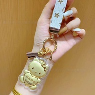 Pure Gold 999 New Style kity Cat Smooth Wind Smooth Water God of Wealth Keychain Bag Ornaments Gift 