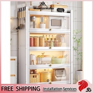 MW SSL Kitchen Cabinet Storage Cabinet Shelf, Floor Type, Multi-layer Multi-functional with Door, Dishes, Pans, Appliances, Aux JP