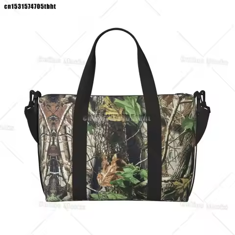 Large Real Tree Camouflage Camo Pattern Tote Bag Women Shopper Shoulder Beach Gym Travel Bag