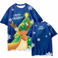 2025 Christmas Sublimation T shirt Family Clothing Microfiber Round Neck T-shirt Merry Christmas New