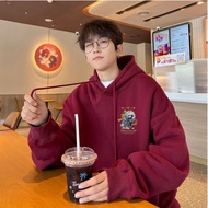 Casual Accessory M-7XL Oversized Hooded Sweatshirt 2024 Chinese New Year Dragon Long Sleeve Red Hood