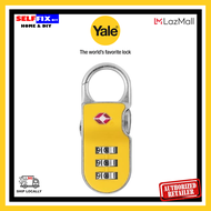 YALE TSA Travel Padlock - YTP2/26/216/1 Y - YELLOW - 3 Dial Luggage Clip-on Combination Lock - Travel Sentry TSA Approved