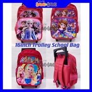 Price!!️ Beg Roda 16inch Frozen Princess Sofia Trolley School Bag Avenger Spiderman