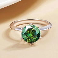 1ct 2ct 3ct Green Moissanite Rings - Laboratory Diamonds Ring S925 Silver
