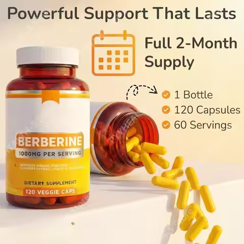 Berberine HCl Supplement 1000mg per serving, Glucose Support, Circulatory & Gastrointestinal Health,
