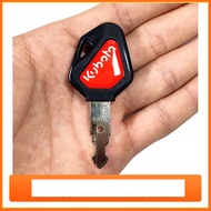 Red Kubota excavator and crane key blank, high quality plastic, brass key blade (1 key)