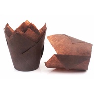 50pcs x Tulip Muffin Paper Cup - Classy Baking Paper Cupcake - Brown Cupcake Paper Cup - Muffin Cup 