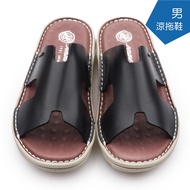 [AMOUR Classic Handmade Shoes] Men's Air Cushion Sandals Slippers-Oil Black/Genuine Cowhide/DH-5054