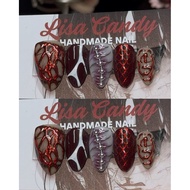Y2k Red Chrome nails handmade nails press on nails lisa candy nails