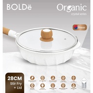 Organic White Crystal Stir Fry Pan + Lid 28 cm Stir Fry Pan + Lid 24 cm