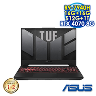 【2/15~3/15 開學禮券登記送】【全面升級特仕版】ASUS TUF Gaming A15 FA507XI-0032B7940H 御鐵灰 15.6吋電競筆電 (FHD IPS 144Hz/AMD R9-7940H/16G+16G DDR5/512G+1T PCIE SSD/NVIDIA RTX 4070 8G/WIN 11)