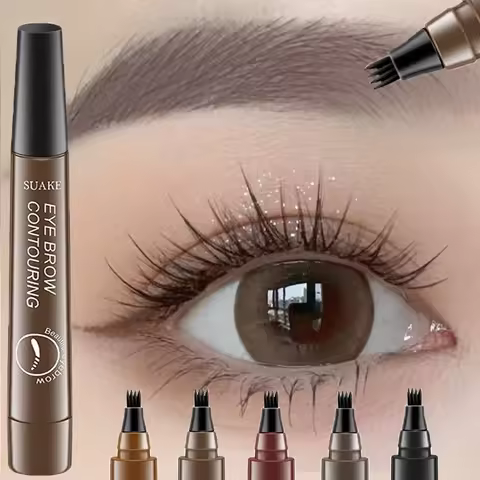 4 Point Eyebrow Pencil Black Brown Waterproof Microblading Liquid Eyebrow Pen Makeup Long Lasting Co