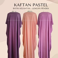 Kaftan Baju Kelawar Pastel Cotton Viscose (Batik Kelantan) - Lengan Pendek Plain