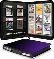 Toploader Binder - 35pt-55pt 3"x4" Purple Portable Top Loader Card Storage, 9 Pocket Card Binder, 21