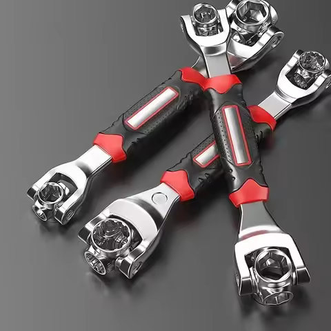 52-in-1 Car Tools Multifunctional Socket Wrench Set Metric 8-19mm SAE 5/16"-3/4 Non-Slip Handle 360 