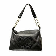 Used CHANEL Vintage Hobo Hobo Bag Black GHW