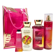 Bath and Body Bahamas Passionfruit & Banana Flower Gift Set Bag - Fragrance Mist - Body Lotion - Sho