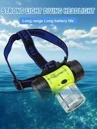 1入便攜式潛水頭燈,ipx8防水潛水游泳徒步露營狩獵釣魚頭燈,安全頭燈手電筒（不含電池）