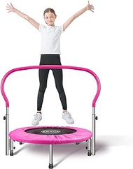 DARCHEN Indoor Small Trampoline for Kids Foldable Mini Trampoline with Adjustable Foam Handle Workout Indoor Outdoor Home Use