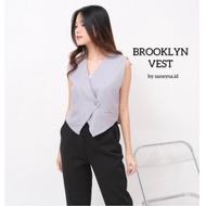 Brooklyn Vest Women's Tops - Sleeveless Top Vest - Women's Outer Vest - V Neck Halter - Premium Sleeveless Outer Tops - Women's Blouse Top Tops - Blazer Top Basic - Halter Neck Tank Top Summer