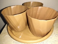 Set of Golden prosperity pots for plants (5x4.5 inches) Big lucky pots / gold twister pots for plants / lucky paso