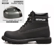 Caterpillar Mens Safety Shoes Steel Toe Anti Smashing Solid Soft Toe Work Shoes Couple Cowhide Class