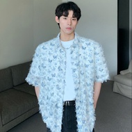 New Japanese Style  Unbranded Blouse Men's Trendy Temperament American Retro Butterfly Print Loose S