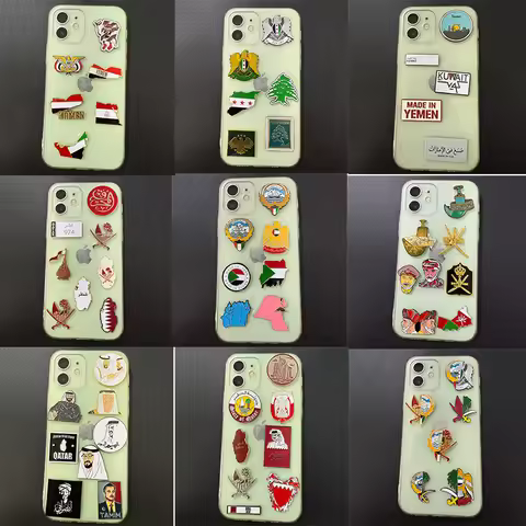 5pcs a lot Middle East Mobile Phone 3M Sticker Badge Metal Pin Broooches Pins