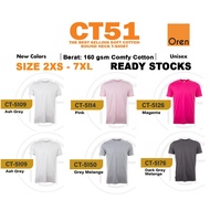 OREN SPORT TSHIRT COTTON LEHER BULAT COMFY COTTON - CT5100 WHITE/PINK/MAGENTA/ORANGE/RED/CT5106 MARO