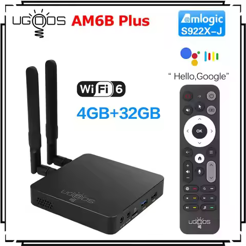 UGOOS AM6B Plus TV BOX Amlogic S922X-J Android 9.0 Media Player DDR4 4GB RAM 32GB ROM WiFi6 1000M BT