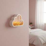 Handmade glass cloud mirror tulip lamp, DIY night light, girl bedroom decor, photo frame ornament, C