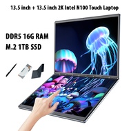 [WACB] BYONE BY135 Dual Screen Laptop Intel N100 DDR5 16G RAM M.2 SSD 13.5 Inch 2.5K Touch Screen No