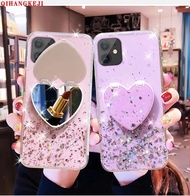 Glitter Phone Case Heart Shaped Mirror Bracket Cover Protective Shell For iphone 11 12 Pro Max mini 11pro 12pro