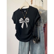 M-3XL มีหลายไซซ์ให้เลือกเสื้อยืดครอป เสื้อโบว์ เสื้อยืดรัดรูป เสื้อครอปสาวอวบ เสื้อยืดผู้หญิง