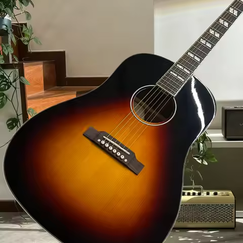 J45 Sunset Solid Top Profile Glossy Fir Body Rosewood Fingerboard Exquisite Workmanship Acoustic Gui