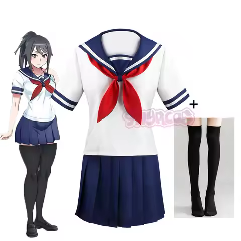 Anime Yandere Simulator Ayano Aishi Cosplay Costumes Game Girls JK Uniform Outfit Sailor T-shirt wit