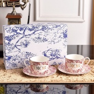 European Style Light Luxury Retro D Home Bone China Red Coffee Cup Plate Afternoon Tea Coffee Cup Pl