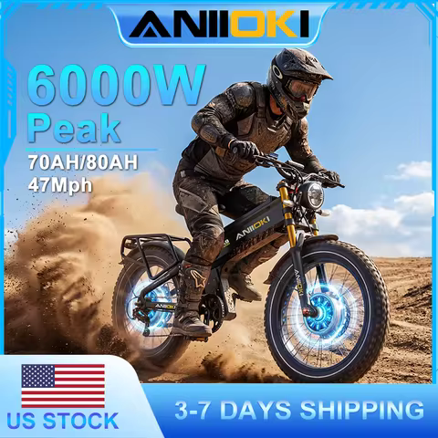 Electric Bike ANIIOKI A9 Pro Max AWD 6000W Dual Motor 60V 70Ah 80Ah 47mph Electric Bicycle Fat Tires