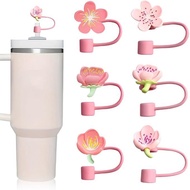 Ins Peach Blossom Straw Topper for Stanley Tumbler 10mm Pink Flower Straw Cover Tyeso Cap Dust Cap P