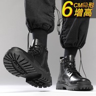 Men's Spring Overalls Height Increasing Mid-Top Leather Shoes Dr. Martens Boots