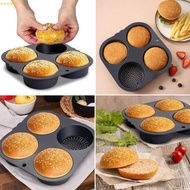 weroyal Hamburger Burger Bun Mold Flexible Durable Hamburger Bun Baking Pan Perfect for Air Fryer Microwave Oven and Dis