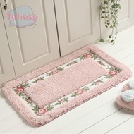 TOHESP 1 Pcs Flower Rug, Microfiber Non-Skid Pink Rug,  16*24Inch Pink Absorbent Bathroom Rugs Bathr