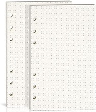 2 Packs A6 Dot Grid Paper,100GSM Thick,6-Hole Punched,A6 Dotted Paper Refill for Filofax Planner/Binders/Organizer,80 Sheets (160 Pages),6.69 x 4.13 Inch,Beige