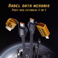 Kabel Data Pengisian Cepat 120W Super Charger 4-in-1 Kabel Pengisian untuk Ponsel dan Komputer Ip Ty